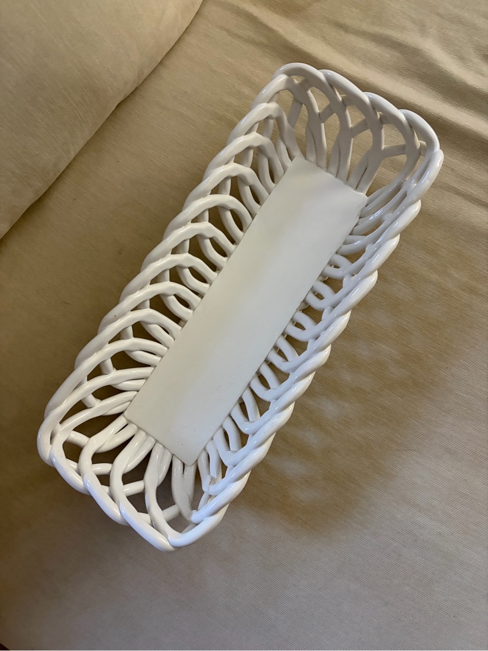White Ceramic Woven Bread Basket